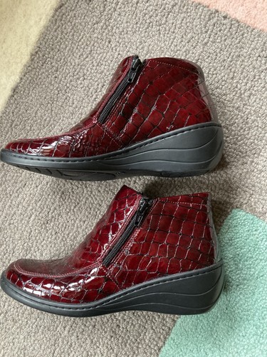 Burgundy leather croc flyflot - leather,