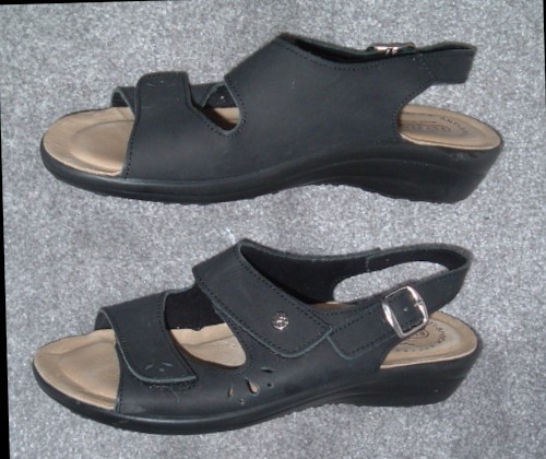 Ladies black leather - ladies, sandal